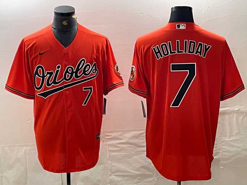 Mens Baltimore Orioles #7 Jackson Holliday Number Orange Limited Cool Base Stitched Jersey->baltimore orioles->MLB Jersey